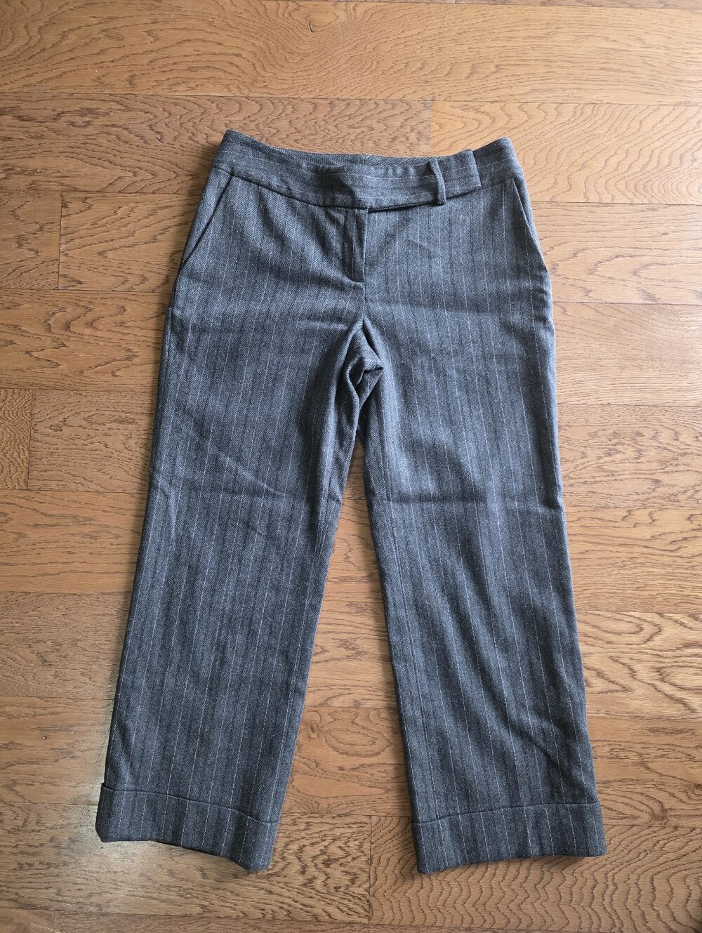 Ann Taylor Wool Blend Pants Pin Stripe Gray Size 0